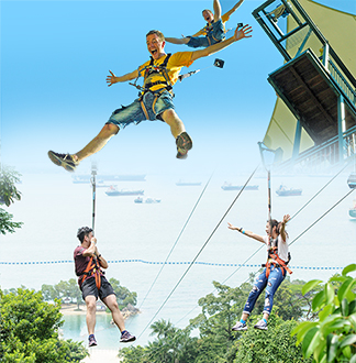 싱가포르 메가 짚 + 점프 + 클라임 + 바운스 탑승권 (각각1회 이용) 